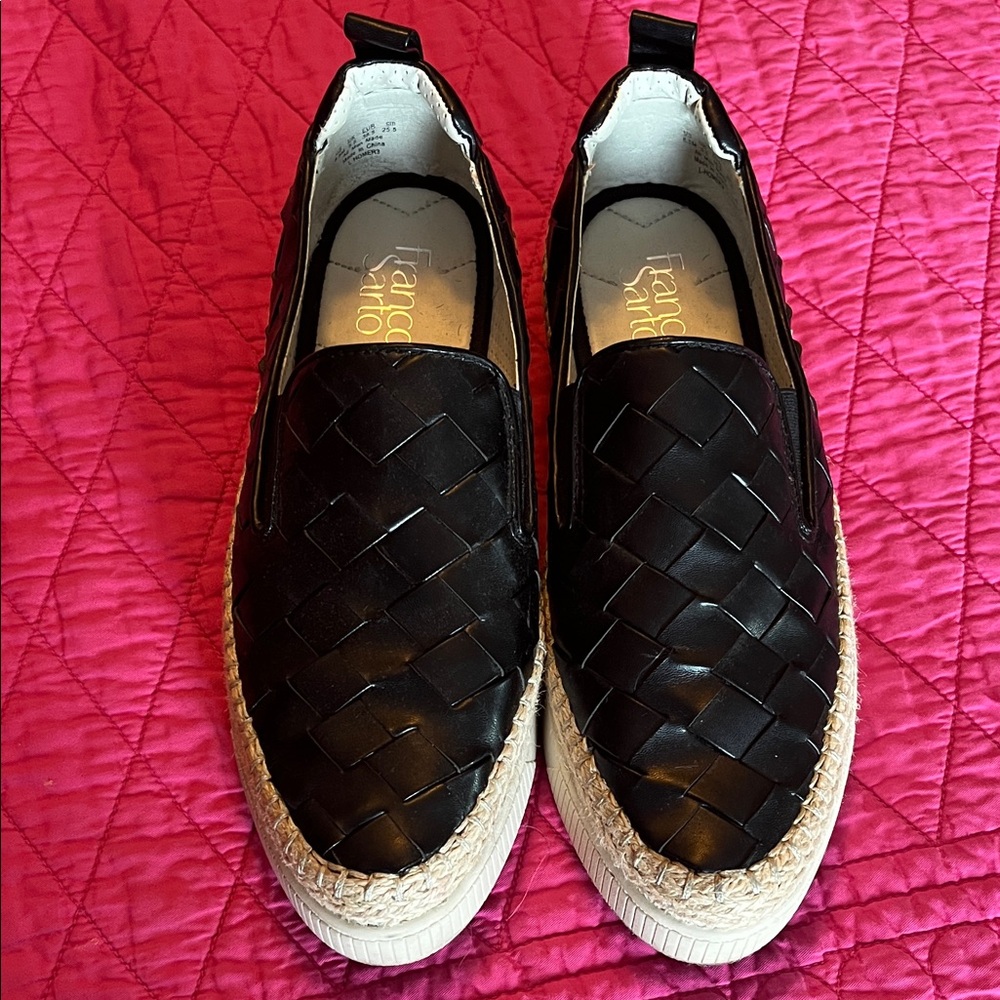 Franco Sarto Black and White Slip-On Shoes